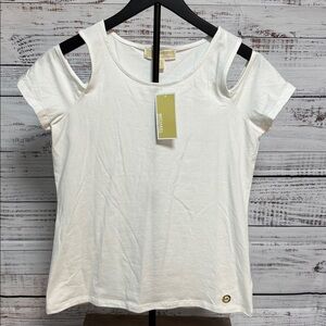 Michael Kors Classic White Cold Shoulder Tee